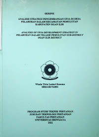 ANALISIS STRATEGI PENGEMBANGAN UPJA DI DESA PELABUHAN DALAM KECAMATAN PEMULUTAN KABUPATEN OGAN ILIR