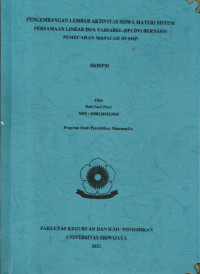 PENGEMBANGAN LEMBAR AKTIVITAS SISWA MATERI SISTEM PERSAMAAN LINEAR DUA VARIABEL (SPLDV) BERBASIS PEMECAHAN MASALAH DI SMP