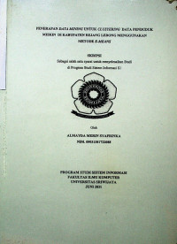 PENERAPAN DATA MINING UNTUK CLUSTERING DATA PENDUDUK MISKIN DI KABUPATEN REJANG LEBONG MENGGUNAKAN METODE K-MEANS