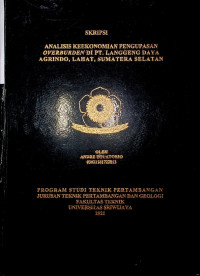 ANALISIS KEEKONOMIAN PENGUPASAN OVERBURDEN DI PT. LANGGENG DAYA AGRINDO, LAHAT, SUMATERA SELATAN