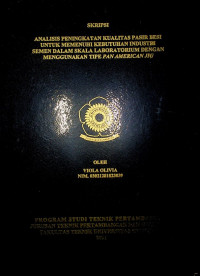 ANALISIS PENINGKATAN KUALITAS PASIR BESI UNTUK MEMENUHI KEBUTUHAN INDUSTRI SEMEN DALAM SKALA LABORATORIUM MENGGUNAKAN TIPE PAN AMERICAN JIG