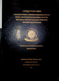 ANALISIS KINERJA SEISMIK STRUKTUR RUMAH SUSUN ASN PUPR BWS SUMATERA VII KOTA BENGKULU DENGAN ANALISIS PUSHOVER MENGGUNAKAN SAP2000