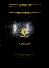 PERENCANAAN DAN PERANCANGAN HOTEL BUTIK DI TEPIAN SUNGAI MUSI