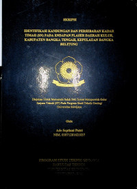 IDENTIFIKASI KANDUNGAN DAN PERSEBARAN KADAR TIMAH (SN) PADA ENDAPAN PLASER DAERAH KULUR, KABUPATEN BANGKA TENGAH, KEPULAUAN BANGKA BELITUNG