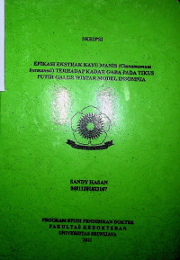 EFIKASI EKSTRAK KAYU MANIS (CINNAMOMUM BURMANNII) TERHADAP KADAR GABA PADA TIKUS PUTIH GALUR WISTAR MODEL INSOMNIA