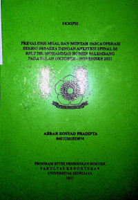 PREVALENSI MUAL DAN MUNTAH PASCA OPERASI SEKSIO SESAREA DENGAN ANESTESI SPINAL DI RSUP DR. MOHAMMAD HOESIN PALEMBANG PADA BULAN OKTOBER – NOVEMBER 2021