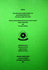 PRA RANCANGAN PABRIK PEMBUATAN ASAM METHANESULFONIC KAPASITAS 20.000 TON/TAHUN