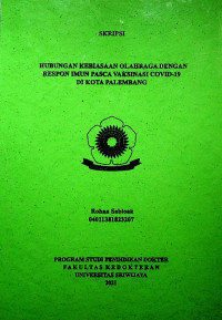 HUBUNGAN KEBIASAAN OLAHRAGA DENGAN RESPON IMUN PASCA VAKSINASI COVID-19 DI KOTA PALEMBANG