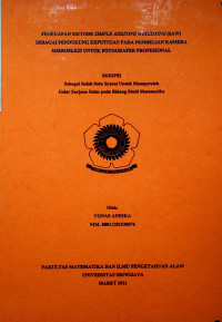 PENERAPAN METODE SIMPLE ADDITIVE WEIGHTING (SAW) SEBAGAI PENDUKUNG KEPUTUSAN PADA PEMBELIAN KAMERA MIRRORLESS UNTUK FOTOGRAFER PROFESIONAL