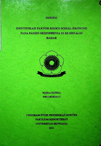 IDENTIFIKASI FAKTOR RISIKO SOSIAL-EKONOMI PADA PASIEN SKIZOFRENIA DI RS ERNALDI BAHAR