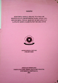 KONTROL SOSIAL ORANG TUA DALAM PENGGUNAAN SMARTPHONE PADA ANAK USIA DINI DI DESA TEGAL REJO RT 03 KECAMATAN LAWANG KIDUL KABUPATEN MUARA ENIM
