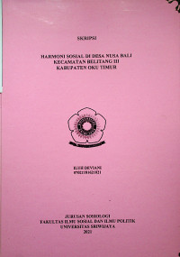 HARMONI SOSIAL DI DESA NUSA BALI KECAMATAN BELITANG III KABUPATEN OKU TIMUR
