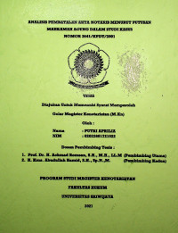 ANALISIS PEMBATALAN AKTA NOTARIS MENURUT PUTUSAN MAHKAMAH AGUNG DALAM STUDI KASUS NOMOR 3641/KPDT/2001