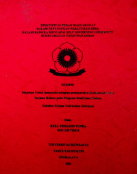 EFEKTIFITAS PERAN MASYARAKAT DALAM PENYUSUNAN PERATURAN DESA DALAM RANGKA MENCAPAI SELF GOVERNING COMMUNITY DI KECAMATAN TANJUNGPANDAN