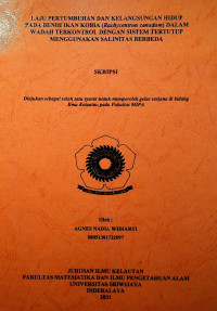 LAJU PERTUMBUHAN DAN KELANGSUNGAN HIDUP PADA BENIH IKAN KOBIA (Rachycentron canadum) DALAM WADAH TERKONTROL DENGAN SISTEM TERTUTUP MENGGUNAKAN SALINITAS BERBEDA