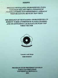 BIOLOGI PENTALONIA NIGRONERVOSA PADA TANAMAN KELADI TIKUS (TYPHONIUM FLAGELLIFORME) DAN EFISIENSINYA SEBAGAI VEKTOR BANANA BUNCHY TOP VIRUS