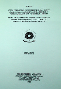 STUDI PERLAKUAN ( Capsicum frutescens PRIMING BENIH CABAI RAWIT ) VARIETAS BARA TERHADAP PERKECAMBAHAN DAN PERTUMBUHAN BIBIT