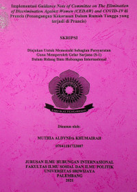 IMPLEMENTASI GUIDANCE NOTE OF COMMITTEE ON THE ELIMINATION OF DISCRIMINATION AGAINST WOMEN (CEDAW) AND COVID-19 DI PRANCIS (PENANGANAN KEKERASAN DALAM RUMAH TANGGA YANG TERJADI DI PRANCIS)