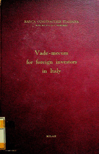 Vade-Mecum for foreign investors in Italy