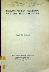 PERKAWINAN DAN PERCERAIAN PADA MASYARAKAT OGAN ILIR