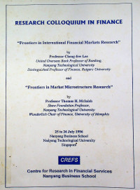 RESEARCH COLLOQUIUM IN FINANCE