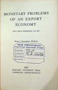 MONETARY PROBLEMS OF AN EXPORT ECONOMY