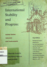 International Stability and Progress: United States Interests and Instruments