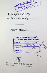 Energy Policy An Economic Analysis