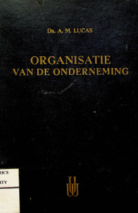 ORGANISATIE VAN DE ONDERNEMING