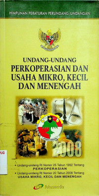 UNDANG-UNDANG PERKOPERASIAN DAN USAHA MIKRO, KECIL DAN MENENGAH