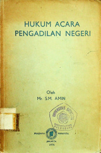 HUKUM ACARA PENGADILAN NEGERI