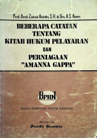 BEBERAPA CATATAN TENTANG KITAB HUKUM PELAYARAN DAN PERNIAGAAN 