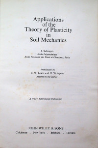 Applications Of The Theory of Plasticity in Soil Mechanics