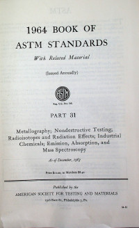 BOOK OF ASTM STANDARDS: WITH Related Material, PART 31