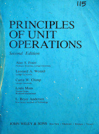 PRINCIPLES OF UNIT OPERATIONS, Second Edition