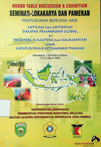 SEMINAR-LOKAKARYA DAN PAMERAN PENYUSUNAN RENCANA AKSI MITIGADI dan ANTISIPASI DAMPAK PEMANASAN GLOBAL di REGIONAL SUMATERA DAN KALIMANTAN untuk MEWUJUDKAN KETAHANAN PANGAN, Palembang—Sumatera Selatan 14-15 Maret 2008