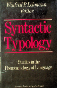 Syntactic Typology: Studies in the Phenomenology of Language