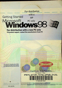 Microsoft Windows98; For distribution with a new PC only