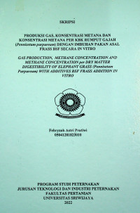 PRODUKSI GAS, KONSENTRASI METANA DAN KONSENTRASI METANA PER KBK RUMPUT GAJAH (PENNISETUM PURPUREUM) DENGAN IMBUHAN PAKAN ASAL FRASS BSF SECARA IN VITRO