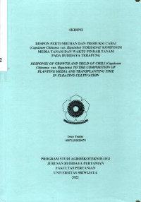 RESPON PERTUMBUHAN DAN PRODUKSI CABAI (Capsicum Chinense var. Biquinho) TERHADAP KOMPOSISI MEDIA TANAM DAN WAKTU PINDAH TANAM PADA BUDIDAYA TERAPUNG
