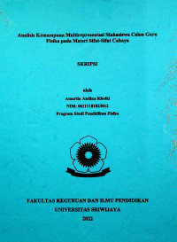 ANALISIS KEMAMPUAN MULTIREPRESENTASI MAHASISWA CALON GURU FISIKA PADA MATERI SIFAT-SIFAT CAHAYA