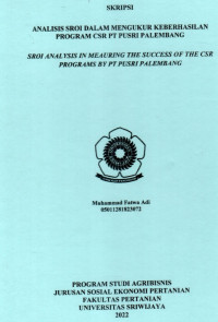 ANALISIS SROI DALAM MENGUKUR PROGRAM CSR PT PUSRI PALEMBANG