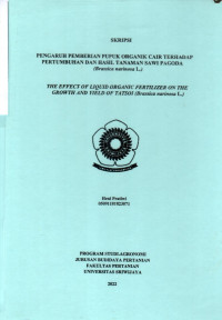 PENGARUH PEMBERIAN PUPUK ORGANIK CAIR TERHADAP PERTUMBUHAN DAN HASIL TANAMAN SAWI PAGODA (Brassica narinosa L.)