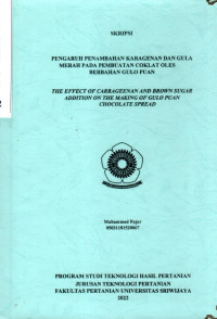 PENGARUH PENAMBAHAN KARAGENAN DAN GULA MERAH PADA PEMBUATAN COKLAT OLES BERBAHAN GULO PUAN
