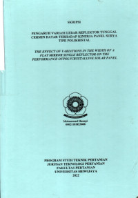 PENGARUH VARIASI LEBAR REFLEKTOR TUNGGAL CERMIN DATAR TERHADAP KINERJA PANEL SURYA TIPE POLIKRISTAL