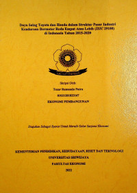 DAYA SAING TOYOTA DAN HONDA DALAM STRUKTUR PASAR INDUSTRI KENDARAAN BERMOTOR RODA EMPAT ATAU LEBIH (ISIC 29100) DI INDONESIA TAHUN 2015-2020