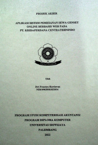 APLIKASI SISTEM PEMESANAN SEWA GENSET ONLINE BERBASIS WEB PADA PT.KRIDAPERDANA CENTRATEHNINDO