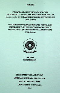 PEMANFAATAN PUPUK ORGANIK CAIR DARI BEKICOT TERHADAP PERTUMBUHAN SELADA ( Lactuca sativa L.) DALAM HIDROPONIK SISTEM SUMBU ( Wick System )