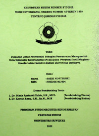 KEDUDUKAN HUKUM PEMBERI FIDUSIA MENURUT UNDANG- UNDANG NOMOR 42 TAHUN 1999 TENTANG JAMINAN FIDUSIA