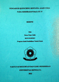 PENGARUH QUENCHING SENYAWA ASAM CUKA PADA KEKERASAN BAJA ST 37